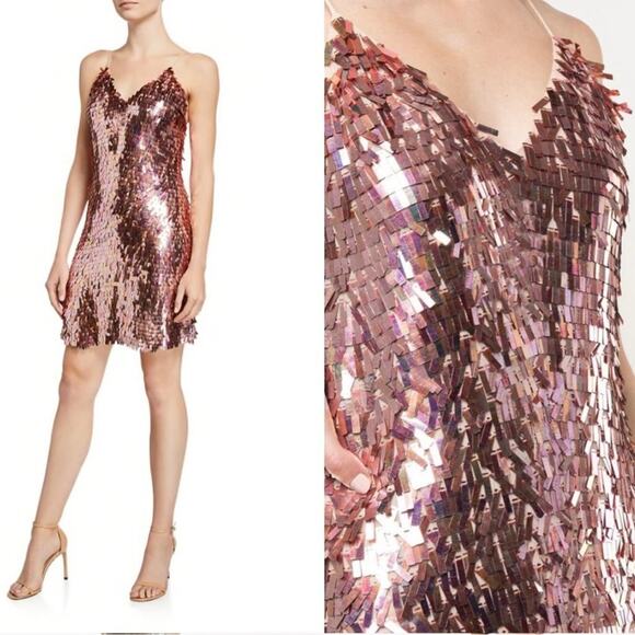 Alice + Olivia - Contessa Embellished V Neck Dress in Iridescent Pink Size S - Picture 8 of 15